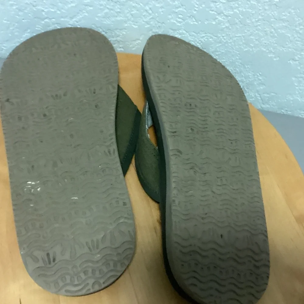 Sanuk Big Swell Flip Flops Sandals Olive Green Men Size 13 Vacation‎ Beach Pool